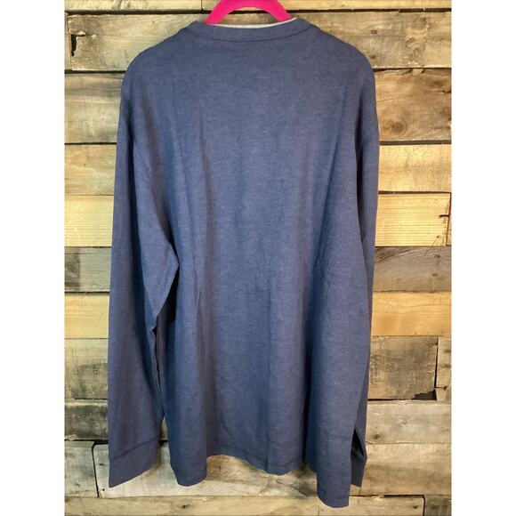 Seventh Avenue Men’s Long Sleeve Waffle HENLEY Navy/ Gray Size Large - Picture 4 of 4